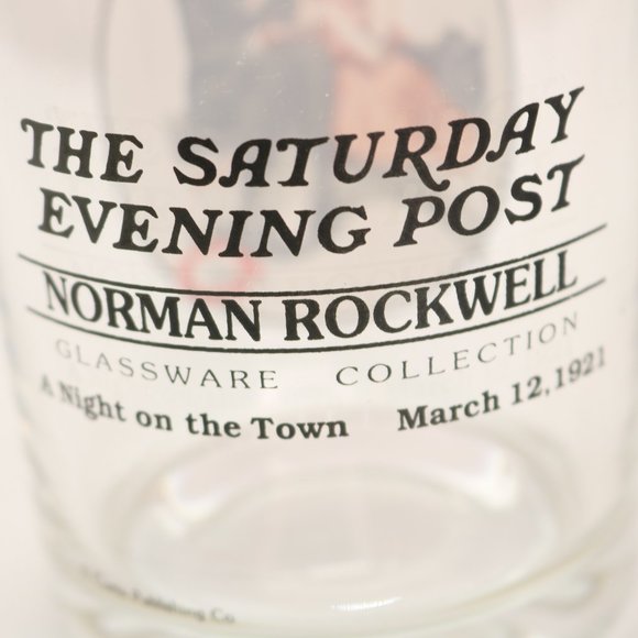 Norman Rockwell Saturday Evening Post Night on the Town Old Fashioned Glass - Picture 4 of 7